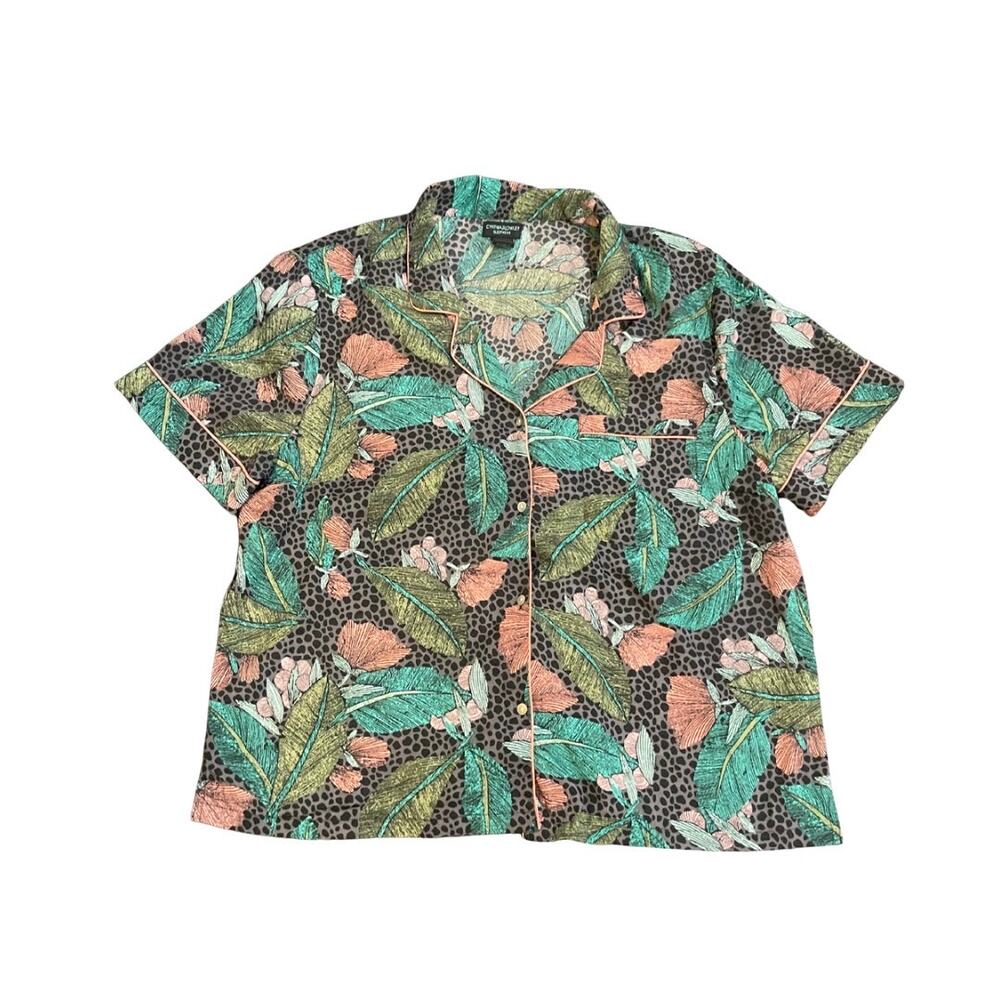 Cynthia Rowley Short Sleeve Button up Pajama Top SZ XXL Tropical Retro Sleepwear